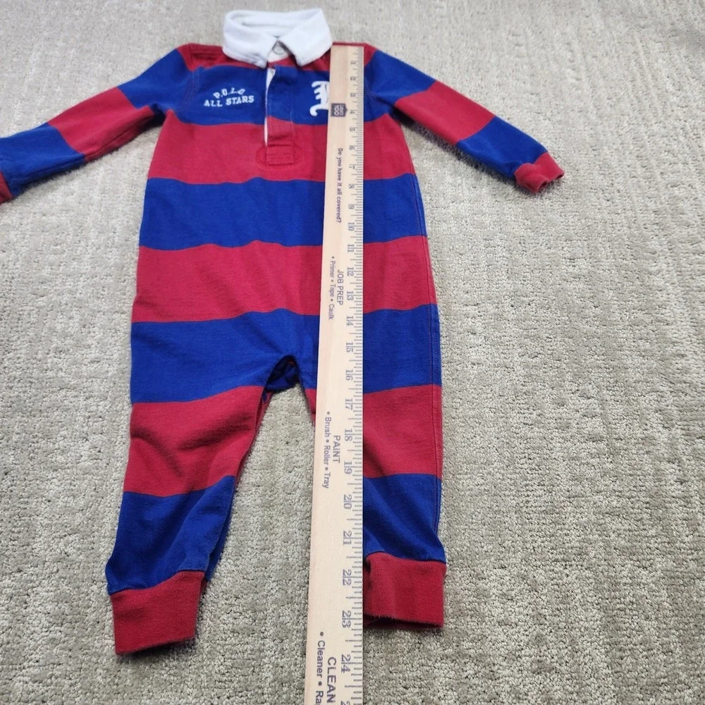 Ralph Lauren Rugby Coverall Romper Kids 12 Months‎ Polo All Stars Chunky Striped